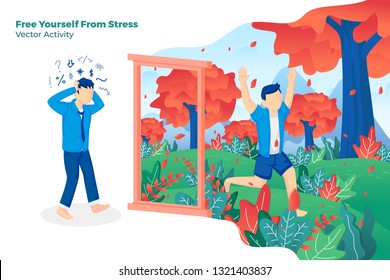 release all your stress with refreshing to nature - All elements on this template are editable with vector software