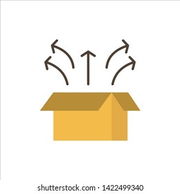 Release, Box, Launch, Open Box, Product  Flat Color Icon. Vector icon banner Template