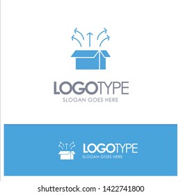 Release, Box, Launch, Open Box, Product Blue Solid Logo with place for tagline