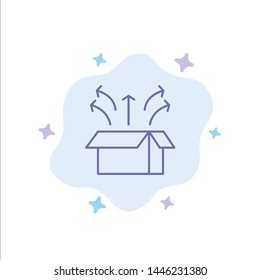 Release, Box, Launch, Open Box, Product Blue Icon on Abstract Cloud Background