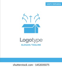 Release, Box, Launch, Open Box, Product Blue Solid Logo Template. Place for Tagline