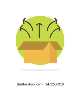 Release, Box, Launch, Open Box, Product Abstract Circle Background Flat color Icon