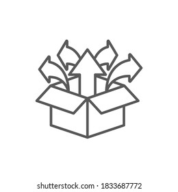 Release, Box, Launch, Open Box, Product Flat Line Icon.