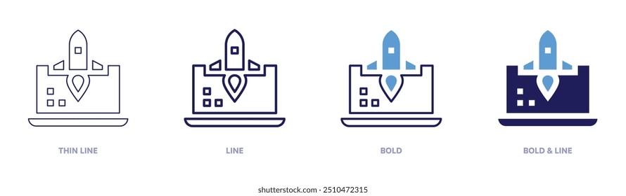 Release icon in 4 different styles. Thin Line, Line, Bold, and Bold Line. Duotone style. Editable stroke.