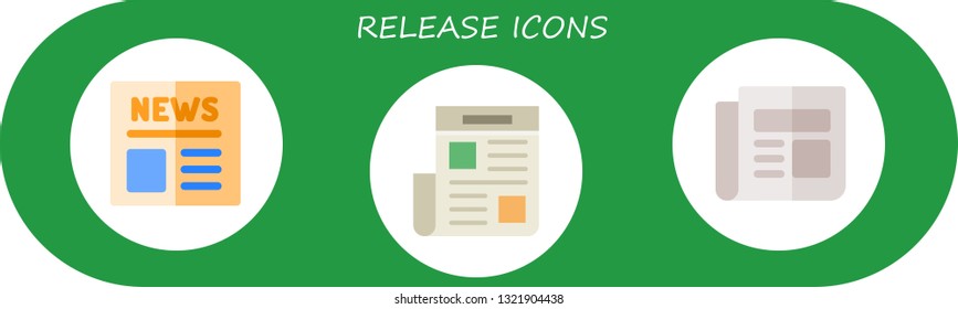 release icon set. 3 flat release icons.  Simple modern icons about  - newspaper