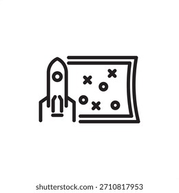 Icono de Plan de Autorización que simboliza la hoja de ruta del producto, la programación de funciones y la estrategia de lanzamiento, representando la planificación ágil, la gestión del producto, la implementación, la iteración y la entrega de versiones.