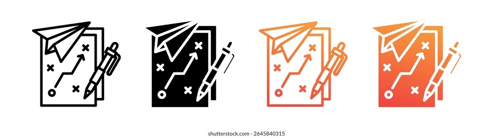 Vector de conjunto de iconos de estilo múltiple de planificación de Autorización