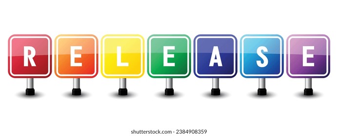 Release sign colorful on white background. vector illustration
