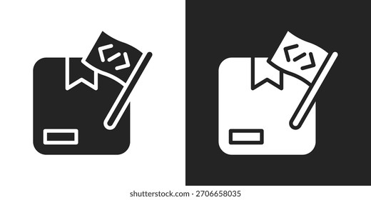 Icono de tren de Autorización en estilo glifo blanco y negro