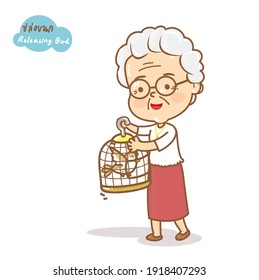 Releasing bird from cage is one of the Buddhist activities in Thai Language it mean “Releasing bird”