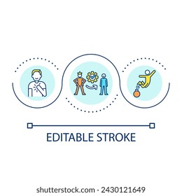 Releasing hidden blocks to success loop concept icon. Self development. Changing mindset abstract idea thin line illustration. Isolated outline drawing. Editable stroke. Arial font used