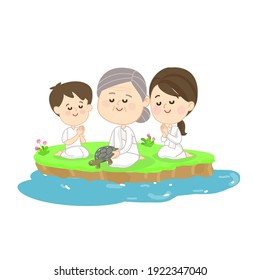 Releasing turtle is one of the Buddhist activities 
