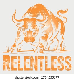 Relentless bull charging forward with powerful energetic motion