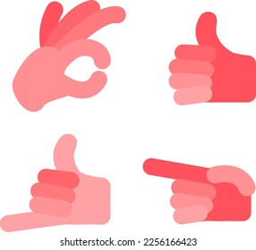 Relevant. Hands, hand gestures. Set of four flesh-colored hands