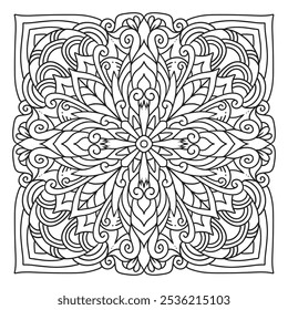 Relexational flower of mandala coloring book page. Easy Mandala Coloring Book Pages for Adults to Relax, Experiences Give Relief