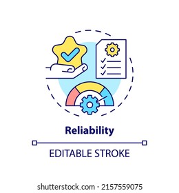 Reliability concept icon. Goods and service high quality. Product need abstract idea thin line illustration. Isolated outline drawing. Editable stroke. Arial, Myriad Pro-Bold fonts used