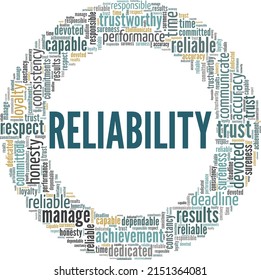 Reliability conceptual vector illustration word cloud isolated on white background.