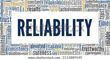 Reliability conceptual vector illustration word cloud isolated on white background.