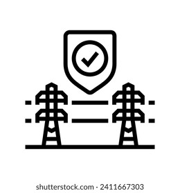 vector de icono de la línea de la rejilla eléctrica de confiabilidad. señal de red eléctrica de confiabilidad. símbolo de contorno aislado ilustración negra
