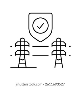 reliability electric grid line icon vector. reliability electric grid sign. isolated contour symbol black illustration