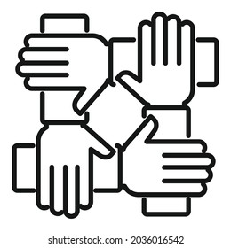 Reliability group icon outline vector. Social hand. Business team