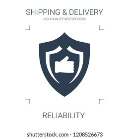 reliability icon. high quality filled reliability icon on white background. from shipping delivery collection flat trendy vector reliability symbol. use for web and mobile