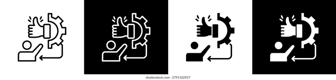 Reliability Icon In Outline And Glyph Styles With Black And White Variations