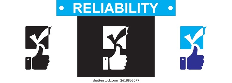 Reliability icon. Vector for websites, mobile interfaces, presentations, banner, visual branding etc. Vector illustration. isolated on white and black background. EPS 10