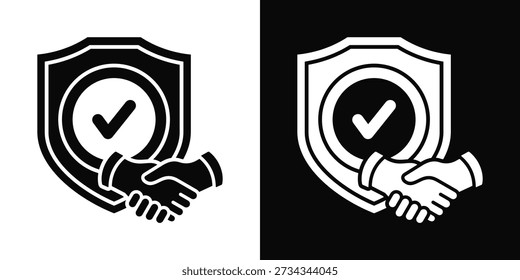Estilo de fundo branco e preto do ícone da confiabilidade