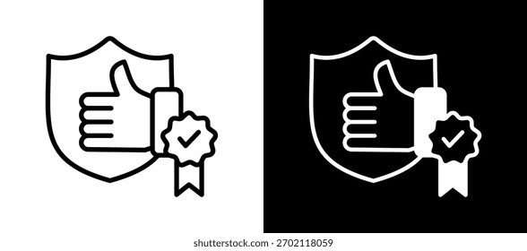 Ícone de confiabilidade branco preto Ilustração de vetor
