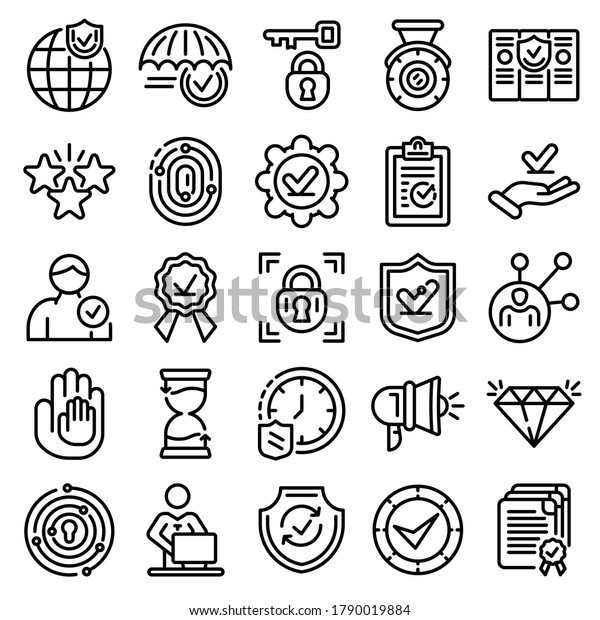 Reliability Icons Set Outline Set Reliability Stock Vector (Royalty ...