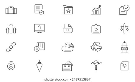 Reliability management line icon set. Core value, containing availability, maintainability, failure, risk, redundancy,  goals, integrity, customer, commitment outline icons collection