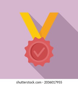 Reliability medal icon flat vector. Back guarantee. Best money