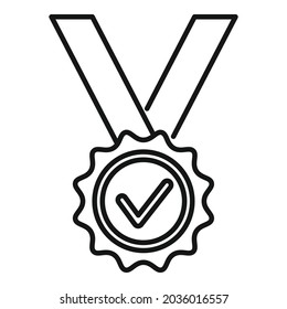 Vector de contorno de icono de medalla de confiabilidad. Garantía de respaldo. Mejor dinero
