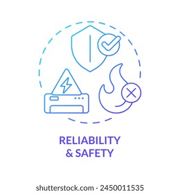 Reliability and safety blue gradient concept icon. Regulatory compliance. HVAC system maintenance. Round shape line illustration. Abstract idea. Graphic design. Easy to use in promotional material