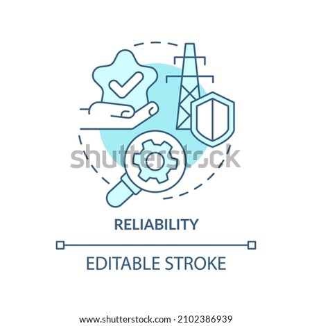 Reliability turquoise concept icon. Protection of smart grid abstract idea thin line illustration. Isolated outline drawing. Editable stroke. Roboto-Medium, Myriad Pro-Bold fonts used