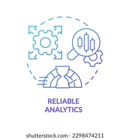 Reliable analytics blue gradient concept icon. Fast service. Digital storage. Data lake architecture abstract idea thin line illustration. Isolated outline drawing. Myriad Pro-Bold font used