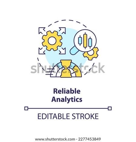 Reliable analytics concept icon. Fast service. Data lake architecture abstract idea thin line illustration. Isolated outline drawing. Editable stroke. Arial, Myriad Pro-Bold fonts used