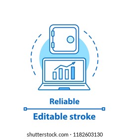 Reliable banking service concept icon. Stock market growth idea thin line illustration. Profit rise. Investment. Vector isolated outline drawing. Editable stroke