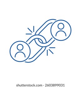 Reliable business, social links, contacts.Connecting people on the internet. Vector linear icon isolated on white background.