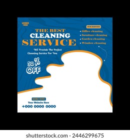 Reliable Cleaning service banner design and square social media post template