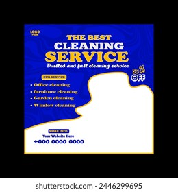 Reliable Cleaning service banner design and square social media post template