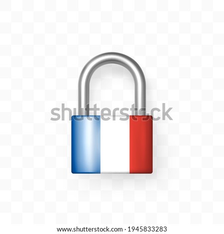 Reliable closed padlock decorated with USA flag. Isolated object on checkered background. Lock icon. Data protection, Secret information, Security robust, Border is locked concept. Realistic 3d vector