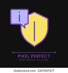 Reliable information pixel perfect RGB color icon for dark theme. Data privacy. Trustful info sources. Simple filled line drawing on night mode background. Editable stroke. Poppins font used