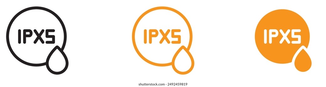 Zuverlässige IPx5 wasserdichte Ikone für Elektronik und Outdoor Gear Graphics Perfekt für die Darstellung wasserdichter Bewertungen und Schutz