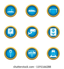 Reliable parking icons set. Flat set of 9 reliable parking vector icons for web isolated on white background