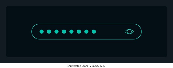 Reliable password input UI element template. Editable isolated vector dashboard component. Flat user interface. Visual data presentation. Web design widget for mobile application with dark theme