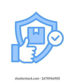 Zuverlässiges Produktsymbol blau, Vektorgrafik