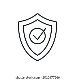 Icono lineal de protección confiable.VPN. Ilustración personalizable de línea delgada. Dibujo de contorno aislado del vector. Trazo editable