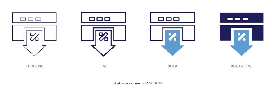 Reliable shopping icon in 4 different styles. Thin Line, Line, Bold, and Bold Line. Duotone style. Editable stroke.